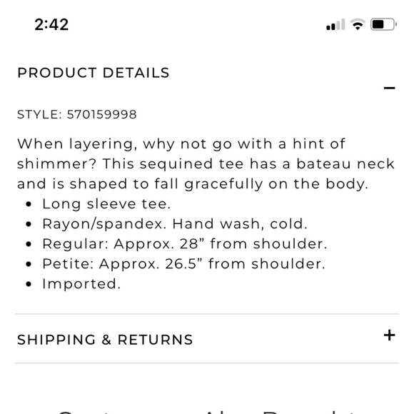 White House Black Market sequin‎ hem tee. Worn 2x. Retail 69 - Picture 4 of 8